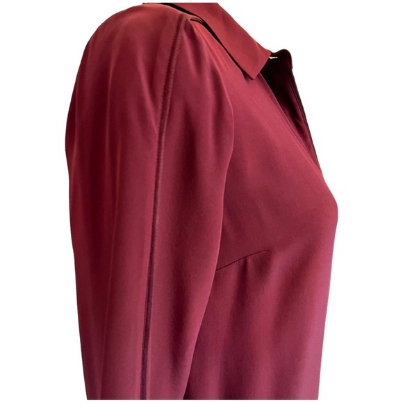Vince Designer Burgundy Silk Shirt Dress - Picture 9 of 16